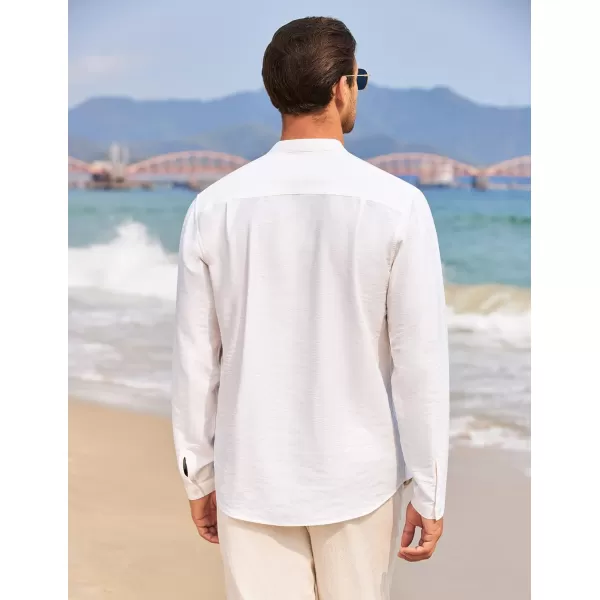 COOFANDY Men's Linen Henley Shirt Long Sleeve Casual Hippie Cotton Beach T-Shirts