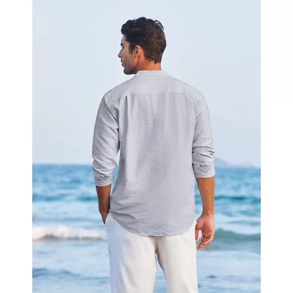 COOFANDY Men's Linen Henley Shirt Long Sleeve Casual Hippie Cotton Beach T-Shirts