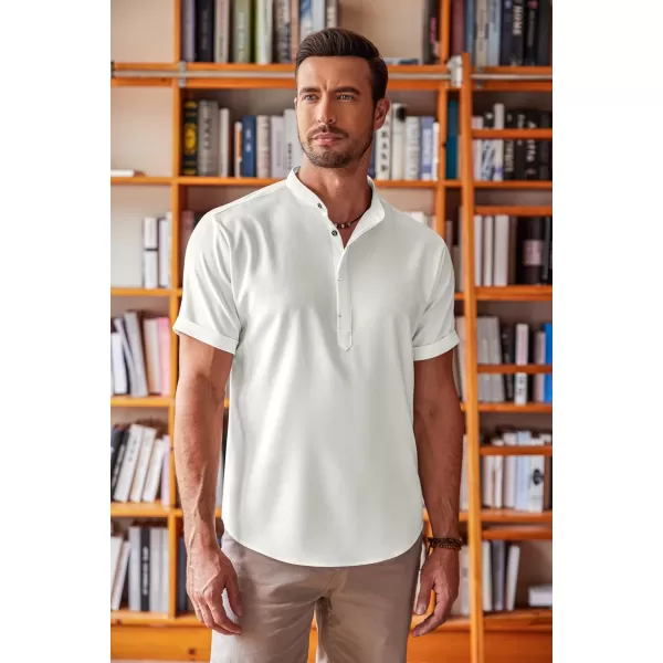 COOFANDY Men's Linen Henley Shirt Short Sleeve Casual Summer Beach Hippie T Shirts