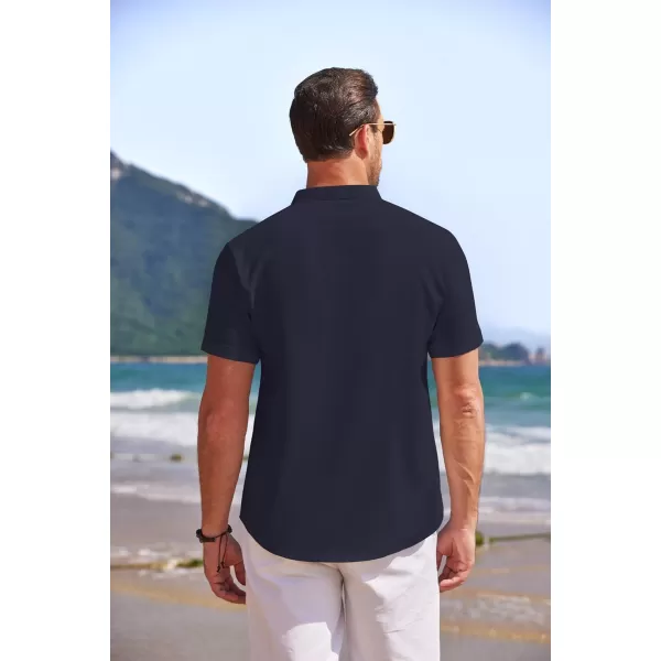 COOFANDY Men's Linen Henley Shirt Short Sleeve Casual Summer Beach Hippie T Shirts