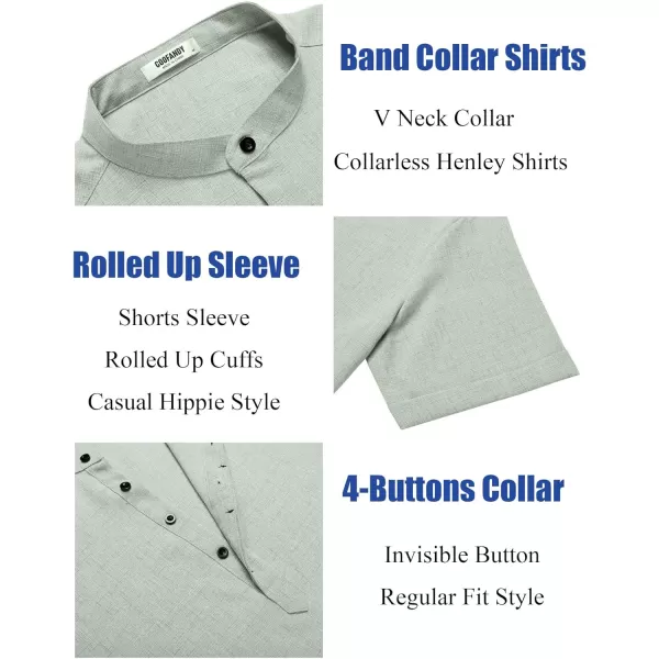 COOFANDY Men's Linen Henley Shirt Short Sleeve Casual Summer Beach Hippie T Shirts