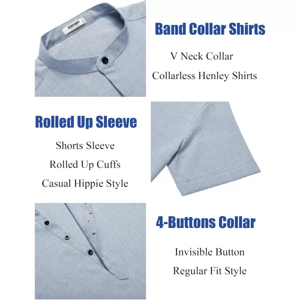 COOFANDY Men's Linen Henley Shirt Short Sleeve Casual Summer Beach Hippie T Shirts
