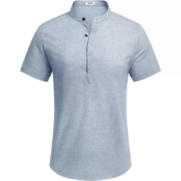 COOFANDY Men's Linen Henley Shirt Short Sleeve Casual Summer Beach Hippie T Shirts