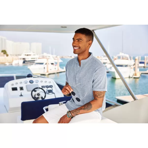 COOFANDY Men's Linen Henley Shirt Short Sleeve Casual Summer Beach Hippie T Shirts