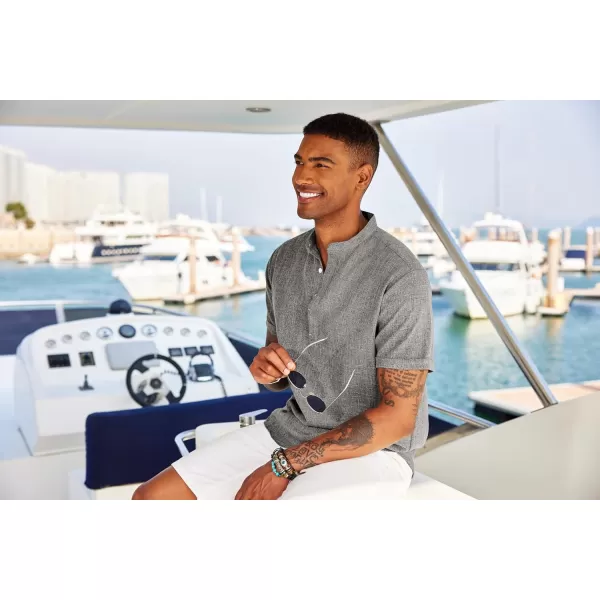 COOFANDY Men's Linen Henley Shirt Short Sleeve Casual Summer Beach Hippie T Shirts
