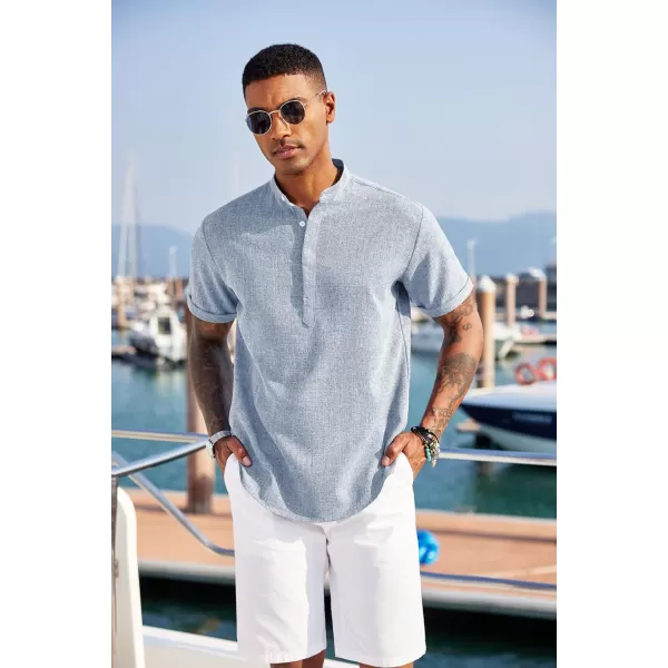 COOFANDY Men's Linen Henley Shirt Short Sleeve Casual Summer Beach Hippie T Shirts