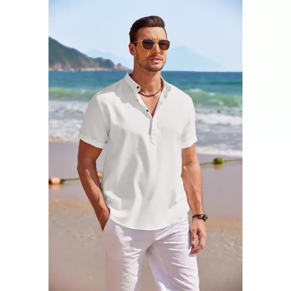COOFANDY Men's Linen Henley Shirt Short Sleeve Casual Summer Beach Hippie T Shirts
