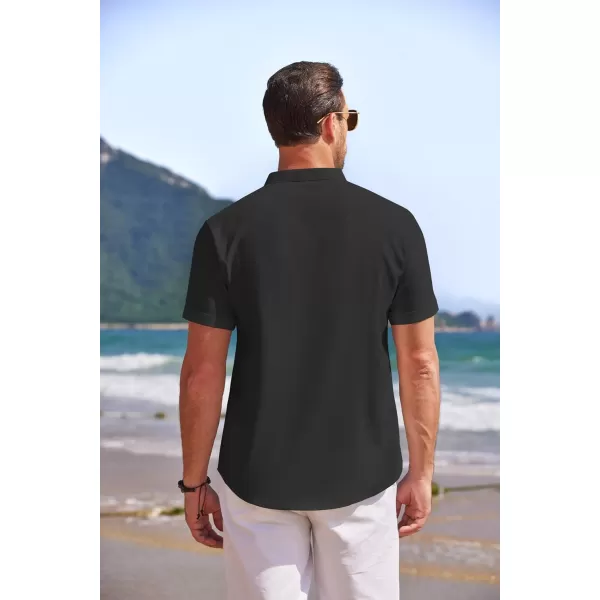 COOFANDY Men's Linen Henley Shirt Short Sleeve Casual Summer Beach Hippie T Shirts