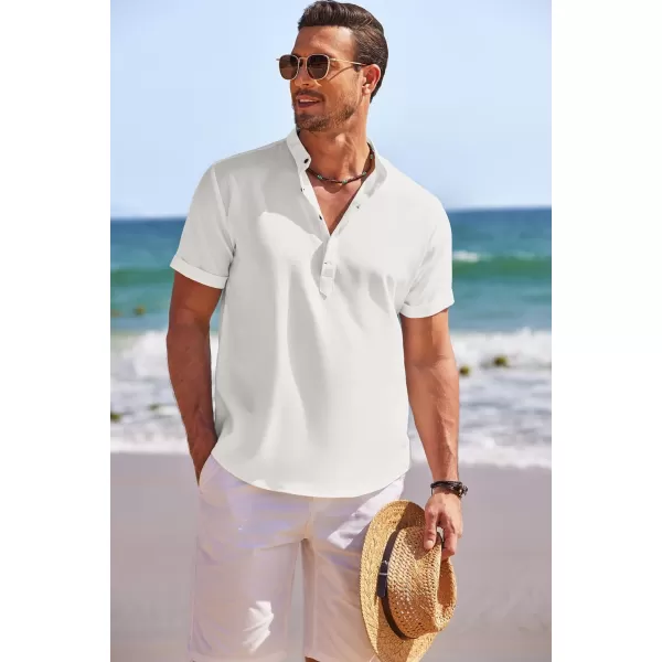 COOFANDY Men's Linen Henley Shirt Short Sleeve Casual Summer Beach Hippie T Shirts