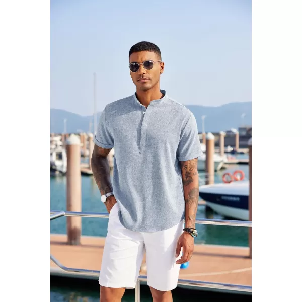 COOFANDY Men's Linen Henley Shirt Short Sleeve Casual Summer Beach Hippie T Shirts