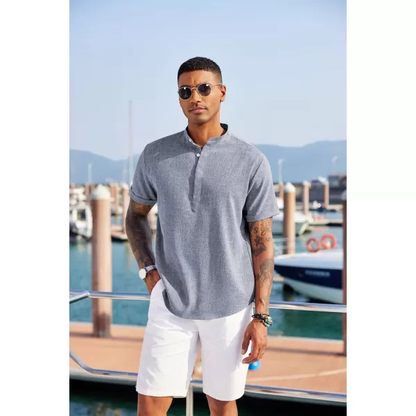 COOFANDY Men's Linen Henley Shirt Short Sleeve Casual Summer Beach Hippie T Shirts
