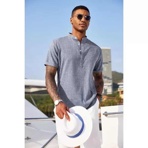 COOFANDY Men's Linen Henley Shirt Short Sleeve Casual Summer Beach Hippie T Shirts