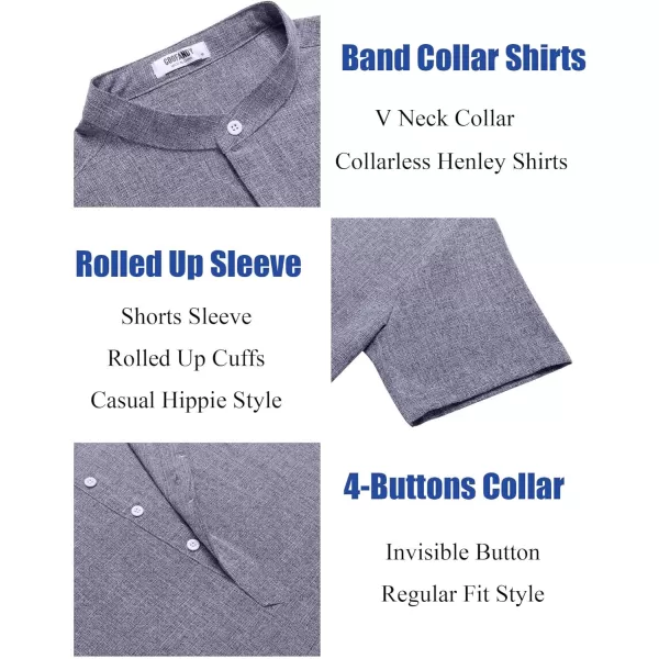COOFANDY Men's Linen Henley Shirt Short Sleeve Casual Summer Beach Hippie T Shirts