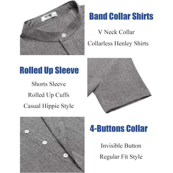COOFANDY Men's Linen Henley Shirt Short Sleeve Casual Summer Beach Hippie T Shirts
