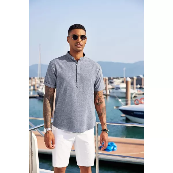 COOFANDY Men's Linen Henley Shirt Short Sleeve Casual Summer Beach Hippie T Shirts