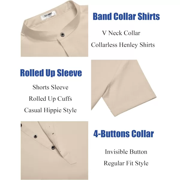 COOFANDY Men's Linen Henley Shirt Short Sleeve Casual Summer Beach Hippie T Shirts