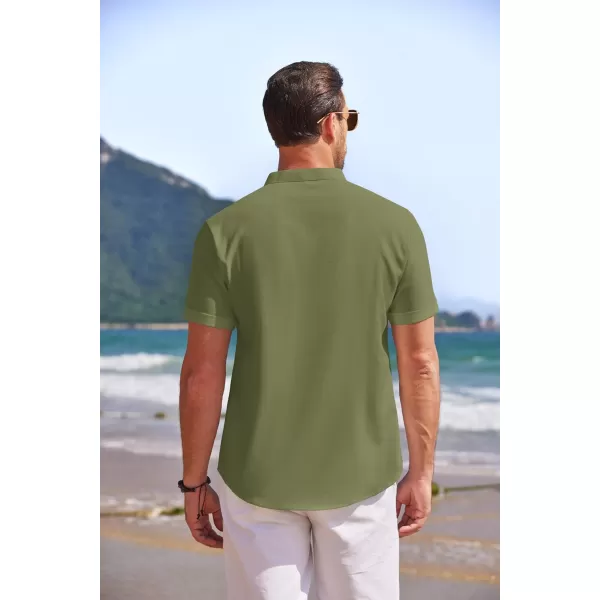 COOFANDY Men's Linen Henley Shirt Short Sleeve Casual Summer Beach Hippie T Shirts
