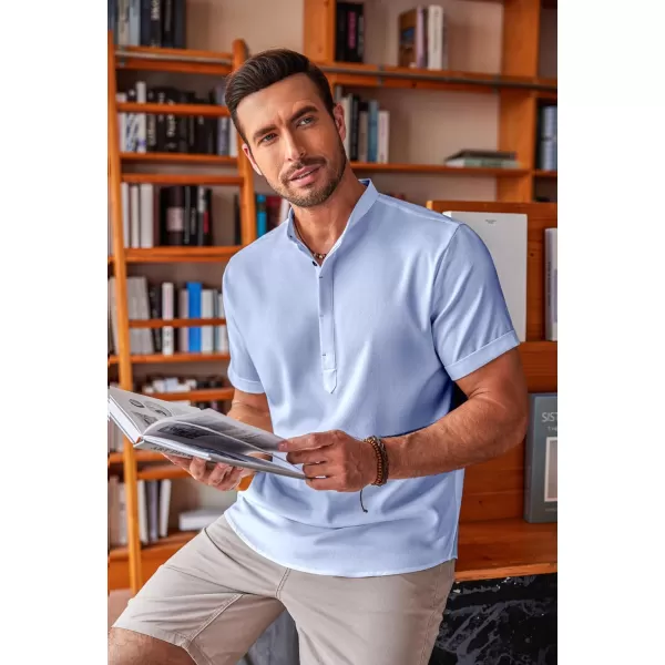 COOFANDY Men's Linen Henley Shirt Short Sleeve Casual Summer Beach Hippie T Shirts