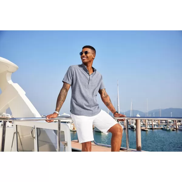COOFANDY Men's Linen Henley Shirt Short Sleeve Casual Summer Beach Hippie T Shirts