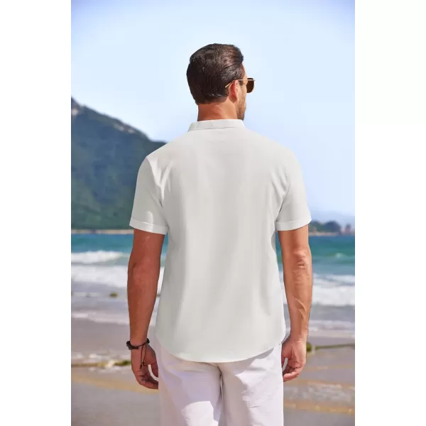 COOFANDY Men's Linen Henley Shirt Short Sleeve Casual Summer Beach Hippie T Shirts