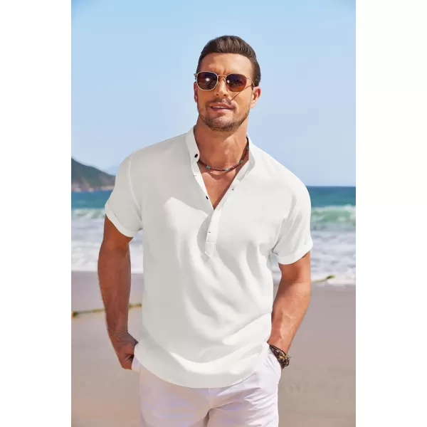 COOFANDY Men's Linen Henley Shirt Short Sleeve Casual Summer Beach Hippie T Shirts