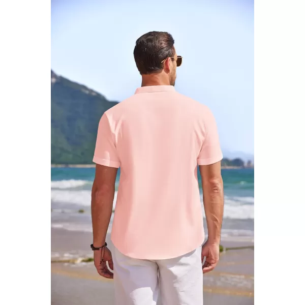 COOFANDY Men's Linen Henley Shirt Short Sleeve Casual Summer Beach Hippie T Shirts