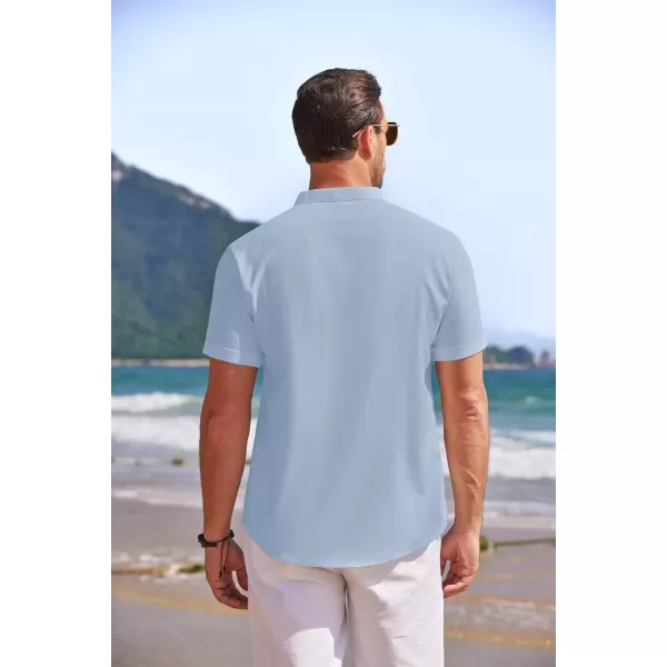 COOFANDY Men's Linen Henley Shirt Short Sleeve Casual Summer Beach Hippie T Shirts