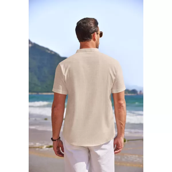COOFANDY Men's Linen Henley Shirt Short Sleeve Casual Summer Beach Hippie T Shirts
