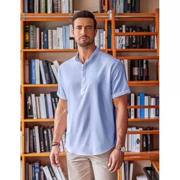 COOFANDY Men's Linen Henley Shirt Short Sleeve Casual Summer Beach Hippie T Shirts