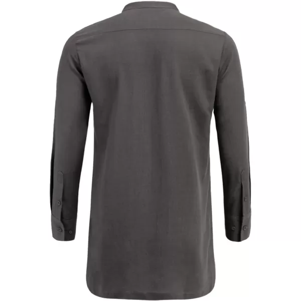 COOFANDY Men's Linen Henley Shirts Long Sleeve Collarless T-Shirts Longline Kurta Beach Shirts with Pocket