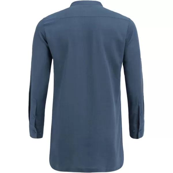 COOFANDY Men's Linen Henley Shirts Long Sleeve Collarless T-Shirts Longline Kurta Beach Shirts with Pocket