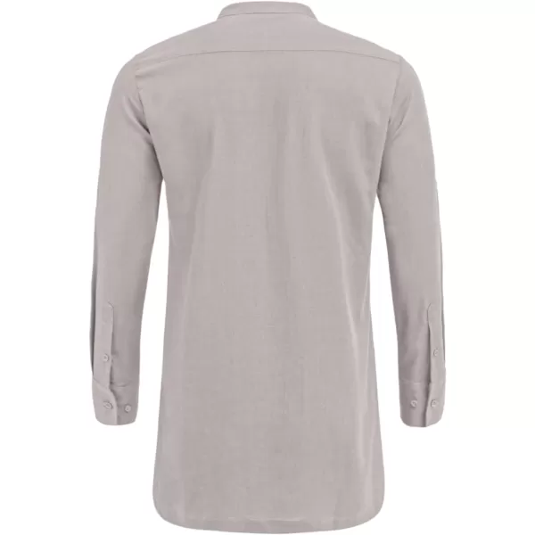 COOFANDY Men's Linen Henley Shirts Long Sleeve Collarless T-Shirts Longline Kurta Beach Shirts with Pocket