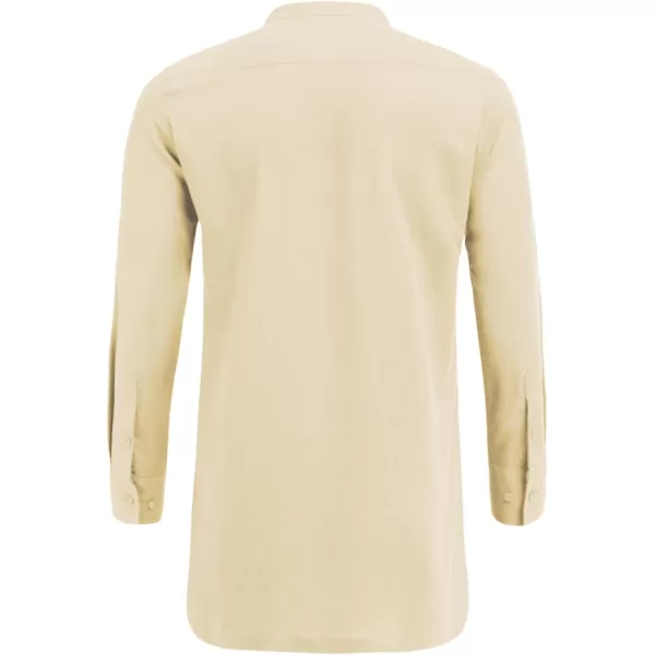 COOFANDY Men's Linen Henley Shirts Long Sleeve Collarless T-Shirts Longline Kurta Beach Shirts with Pocket