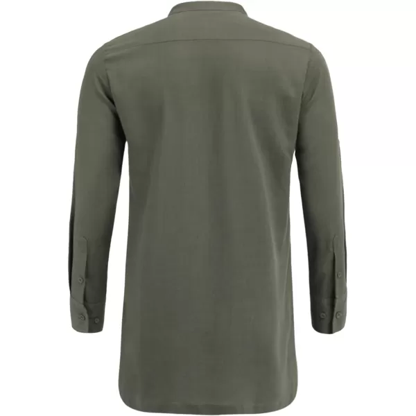 COOFANDY Men's Linen Henley Shirts Long Sleeve Collarless T-Shirts Longline Kurta Beach Shirts with Pocket