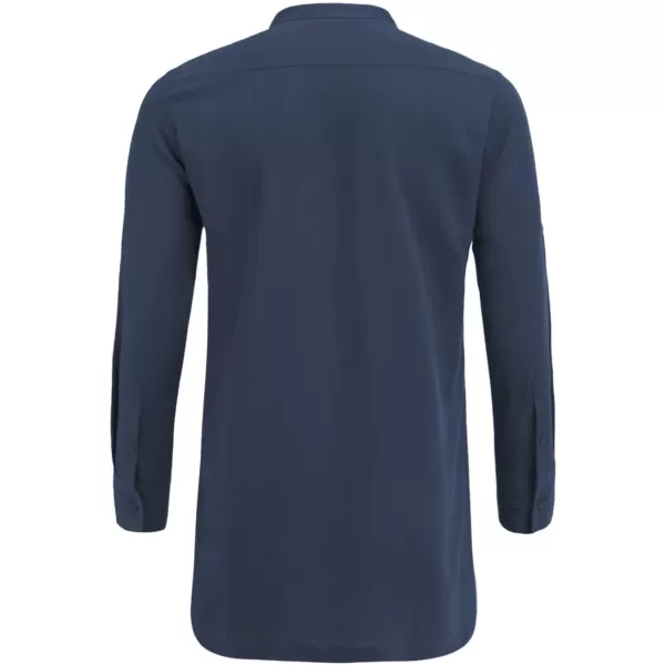 COOFANDY Men's Linen Henley Shirts Long Sleeve Collarless T-Shirts Longline Kurta Beach Shirts with Pocket