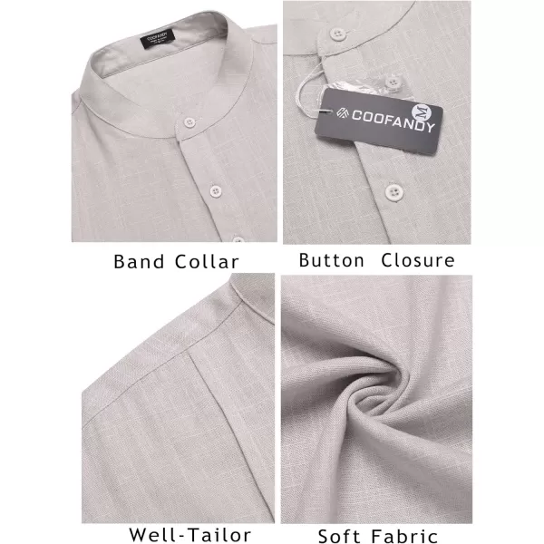 COOFANDY Men's Linen Henley Shirts Short Sleeve Casual Banded Collar Shirt Summer Beach Hippie T Shirts