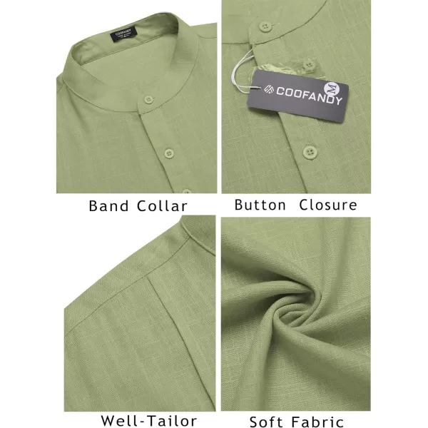 COOFANDY Men's Linen Henley Shirts Short Sleeve Casual Banded Collar Shirt Summer Beach Hippie T Shirts