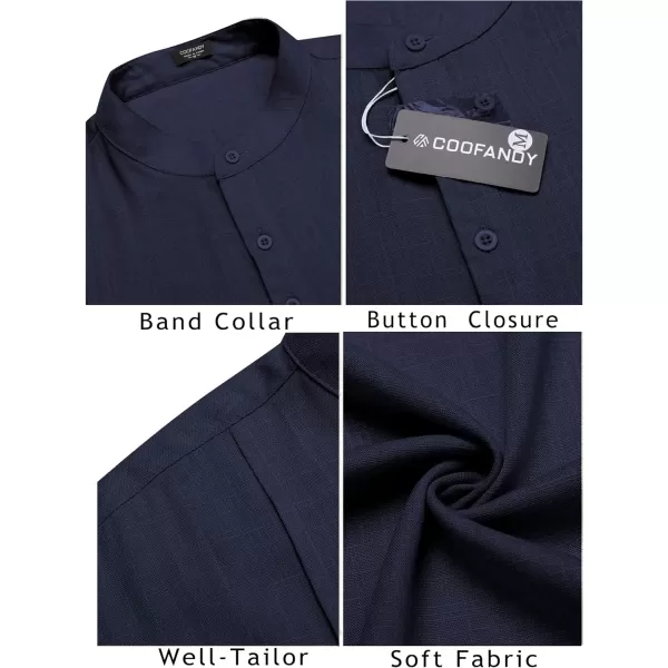 COOFANDY Men's Linen Henley Shirts Short Sleeve Casual Banded Collar Shirt Summer Beach Hippie T Shirts
