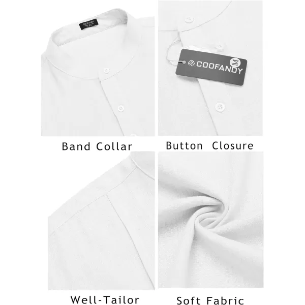 COOFANDY Men's Linen Henley Shirts Short Sleeve Casual Banded Collar Shirt Summer Beach Hippie T Shirts