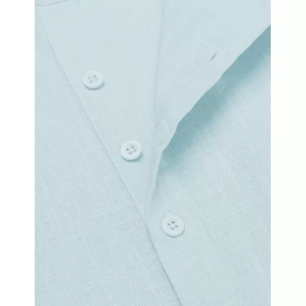 COOFANDY Men's Linen Henley Shirts Short Sleeve Casual Banded Collar Shirt Summer Beach Hippie T Shirts