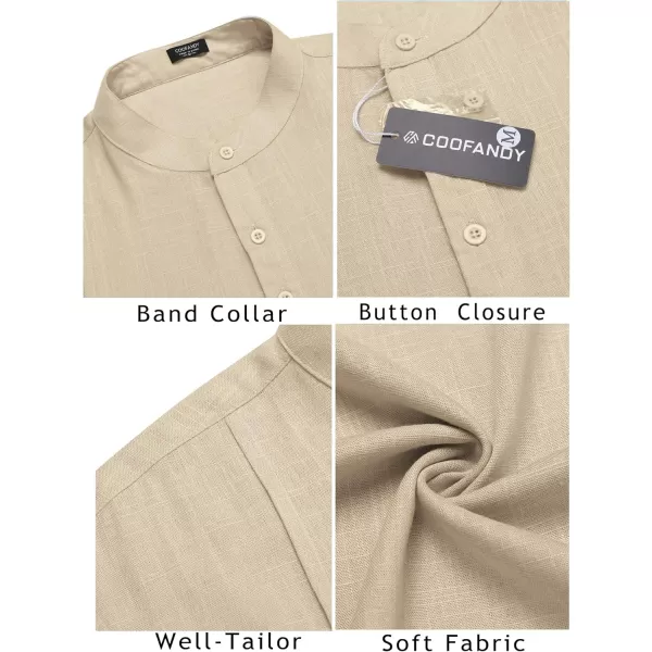 COOFANDY Men's Linen Henley Shirts Short Sleeve Casual Banded Collar Shirt Summer Beach Hippie T Shirts