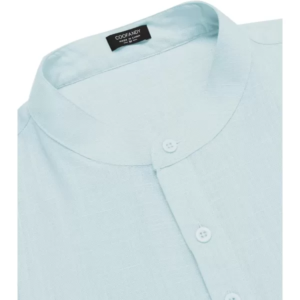 COOFANDY Men's Linen Henley Shirts Short Sleeve Casual Banded Collar Shirt Summer Beach Hippie T Shirts
