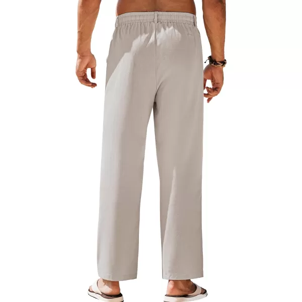 COOFANDY Mens Linen Pants Beach Drawstring Elastic Waist Summer Casual Trousers