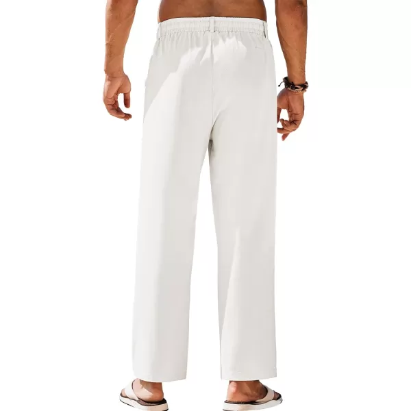 COOFANDY Mens Linen Pants Beach Drawstring Elastic Waist Summer Casual Trousers