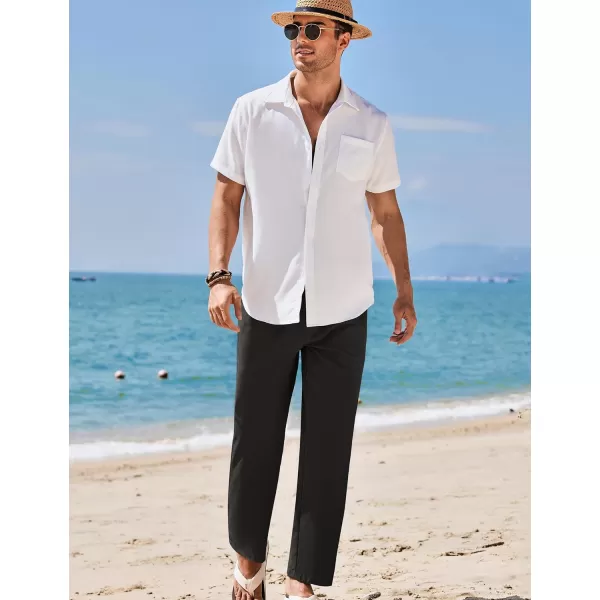 COOFANDY Mens Linen Pants Beach Drawstring Elastic Waist Summer Casual Trousers