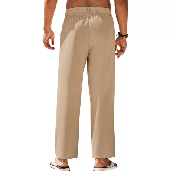 COOFANDY Mens Linen Pants Beach Drawstring Elastic Waist Summer Casual Trousers