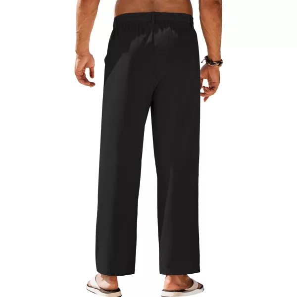 COOFANDY Mens Linen Pants Beach Drawstring Elastic Waist Summer Casual Trousers
