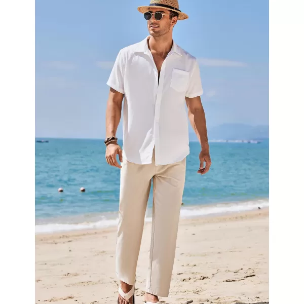 COOFANDY Mens Linen Pants Beach Drawstring Elastic Waist Summer Casual Trousers