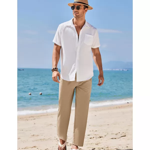 COOFANDY Mens Linen Pants Beach Drawstring Elastic Waist Summer Casual Trousers