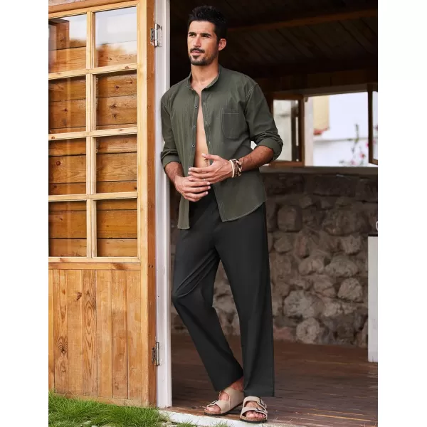 COOFANDY Mens Linen Pants Beach Drawstring Elastic Waist Summer Casual Trousers
